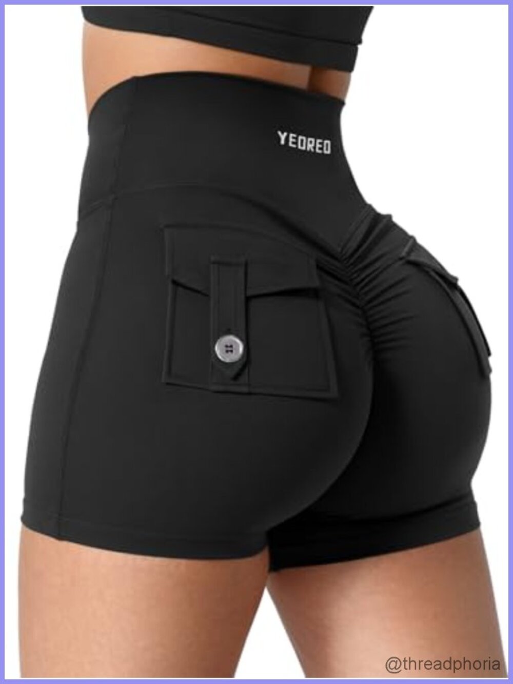 YEOREO CoreFlex Scrunch Workout Shorts with Pockets Gym Biker Shorts